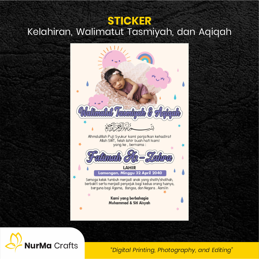 

Stiker Bayi (Walimatut Tasmiyah dan Aqiqah) - Kertas Sticker Bontak / Kertas Art Paper