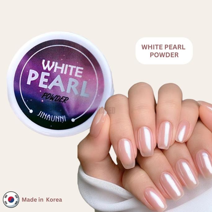 

BARU JINAUNNI WHITE PEARL POWDER CHROME NAIL HAILEY BEIBER KOREA