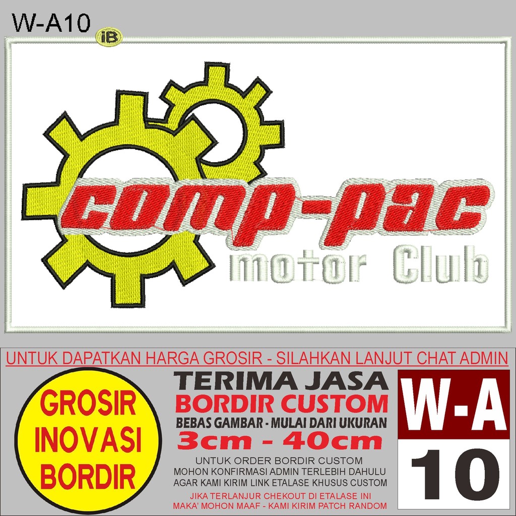 W-A10 LOGO COMP-PAC MOTOR CLUB PATCH BORDIR EMBLEM/BADGE - GIB REVIEW TESTI