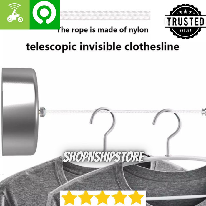 TALI JEMUR JEMURAN GANTUNGAN CUCIAN BAJU PAKAIAN 5 TALI TARIK OTOMATIS