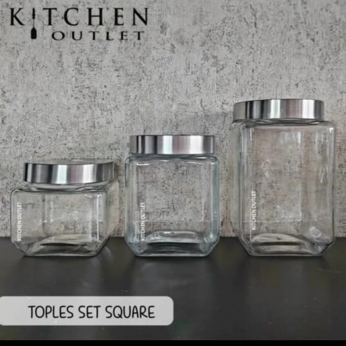 PROMO Toples Kaca Toples Kaca Tebal Toples Lebaran Set isi 3pcs
