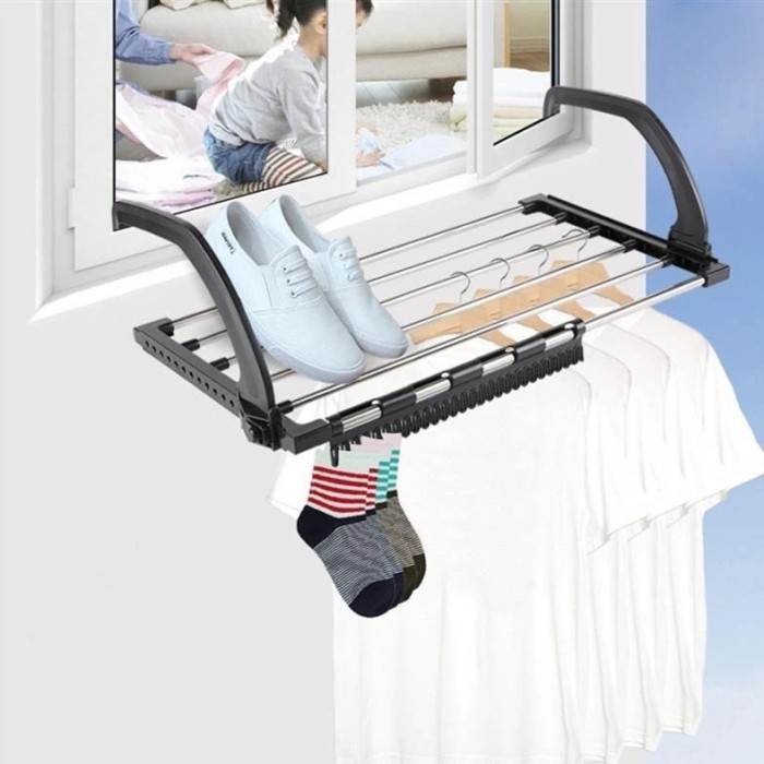 GANTUNGAN JEMURAN BAJU SEPATU RAK BALKON PENJEMUR HANDUK SEPATU PAGAR