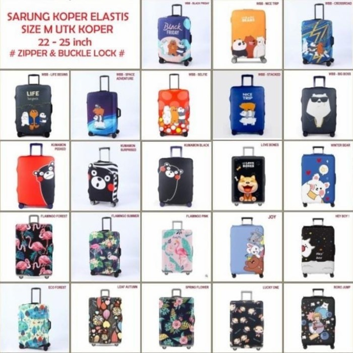 MELAYANI FAKTUR PAJAK sarung koper / Luggage cover elastis full print edition SIZE MEDIUM