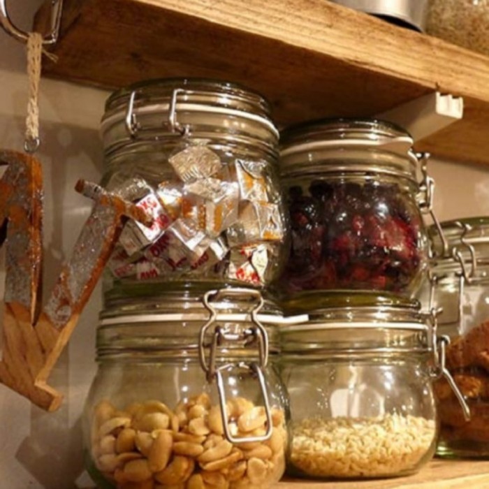 NEW PRODUK PAKET 4 PCS TOPLES KACA KUE KERING KOPI MINI JAR KEDAP UDARA - 500ML WQL775