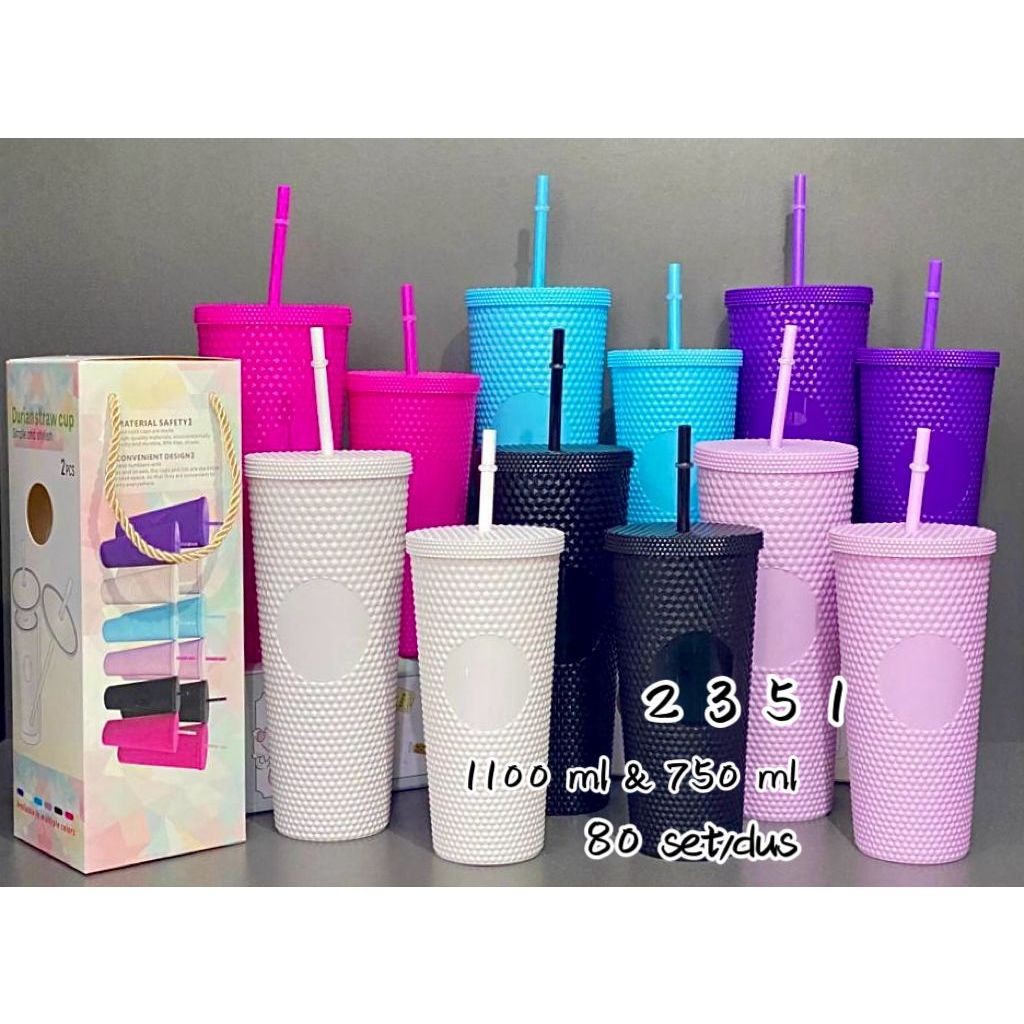 2PCS Tumbler Cangkir Jerami Tumbler Starbuck Viral UK 1000ML & 750ML Botol Minum Lucu Gemes Tumbler