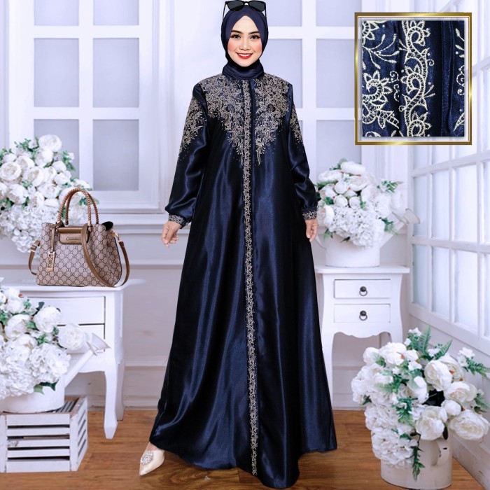 Grosir Gamis Satin Cristal // Gamis Bordir Terbaru // Gamis Lebaran Mewah