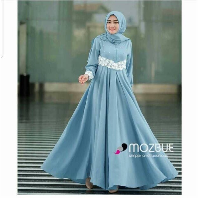 Grosir Gamis Dress Kondangan Maxi Polos Jumbo Busui Paloma Warna Biru Laut