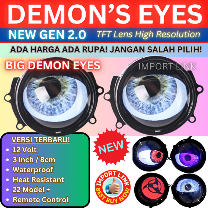 Lampu Biled Variasi Motor Led Mata Setan Sharingan Rinnegan Naruto Demon Eyes Angel Eye Devil Lensa