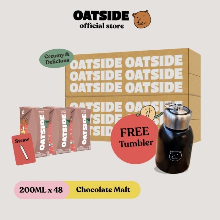 

TERLARIS TERLARIS TERLARIS OATSIDE MINI OAT MILK CHOCOLATE MALT 200ML (48PCS) (STRAW) FREE TUMBLR