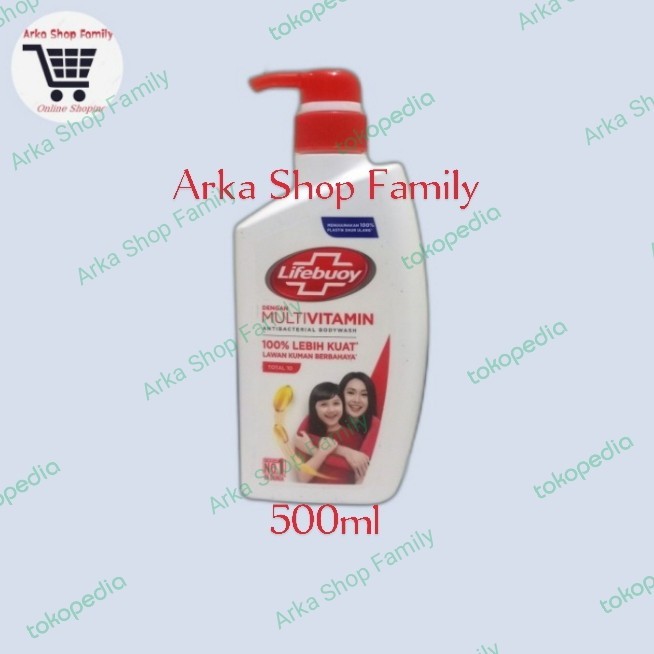 Lifebuoy Sabun Mandi Cair Total 10 Pump / Botol 500 Ml