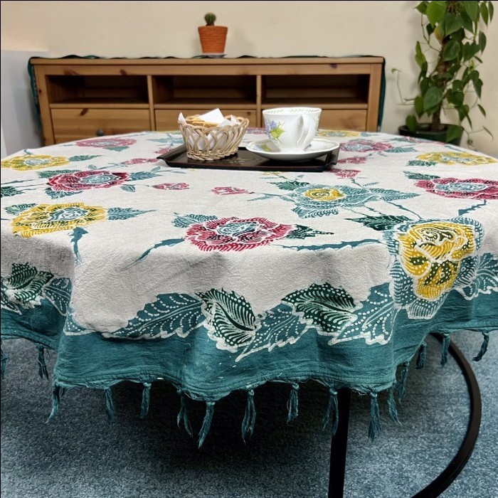 HOT PROMO TAPLAK MEJA BUNDAR BATIK TULIS DIAMETER 120CM HKL1610