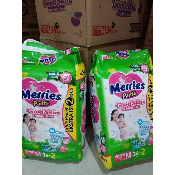 MERRY PANTS HIJAU M34+2 Good Skin/Popok Celana Anak Bayi meries meris Hijau M 34+2 |pkXVl9pn|