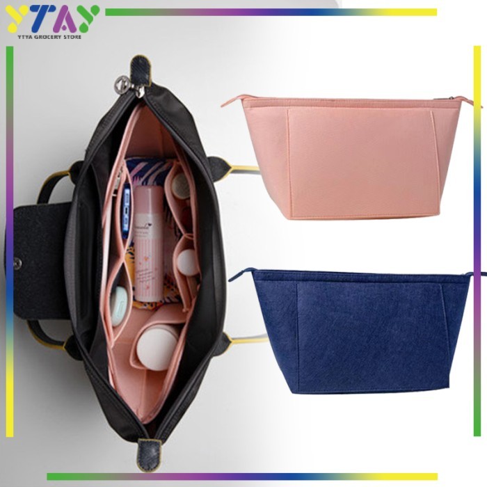 TERMURAH - Tas Bag Organizer Tas Dalaman Wanita Bludru Bag Organizer Dalaman Tas Resleting Atas