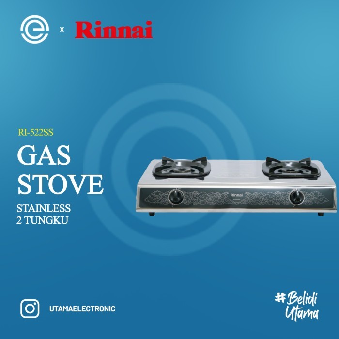 Rinnai Kompor Gas 2 Tungku Batik Stainless Ri-522Ss