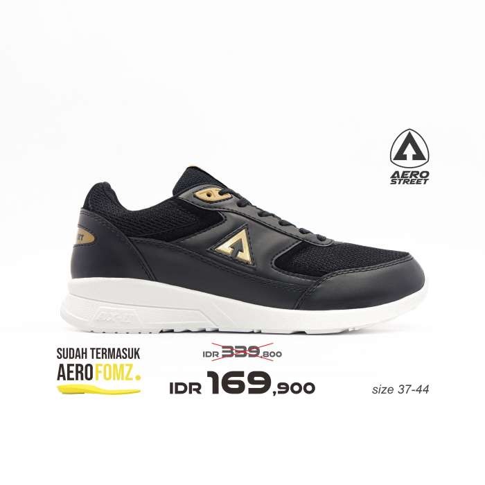 Aerostreet 37-44 Osaka Putih Hitam Emas - Sepatu Sneakers Casual