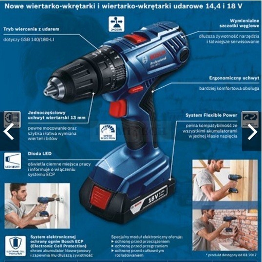 Cordless Drill Bosch GSR 180-Li Bor Baterai Bosch Unit Baru - Garansi