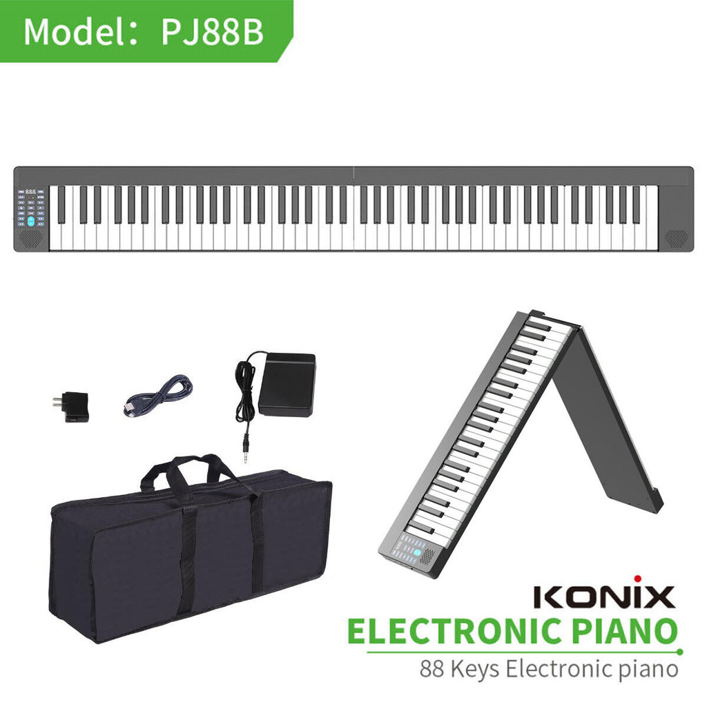 Portable 88 Keys Foldable Piano Digital Electronic Keyboard Multifunctional