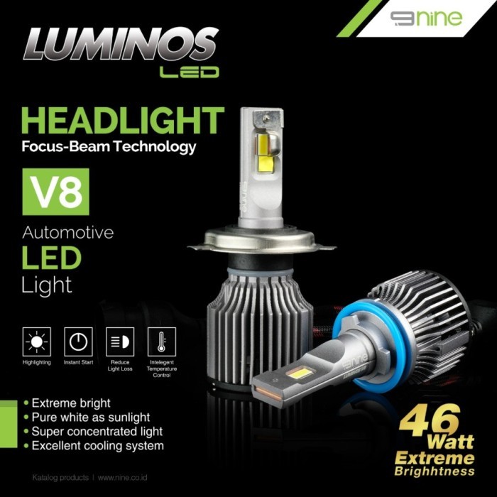 9Nine Luminos Led Lampu Mobil V8 Extreme Bright Foglamp Headlamp Barang Langka