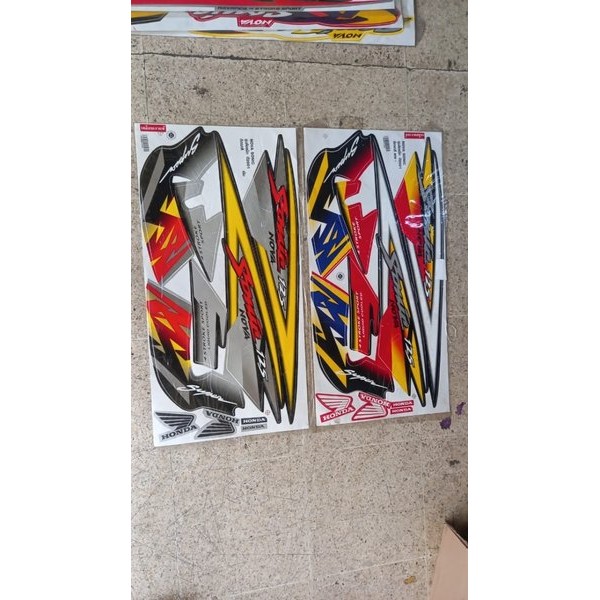 Original Impor Thailand Nova Sonic Rs New 125 Karbu Kuning Merah Nos Striping Stiker Full Set Bodi L