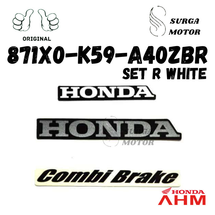 Stiker Emblem Stripe Set Kanan Putih Vario 150 Esp Honda Combi Brake Barang Langka