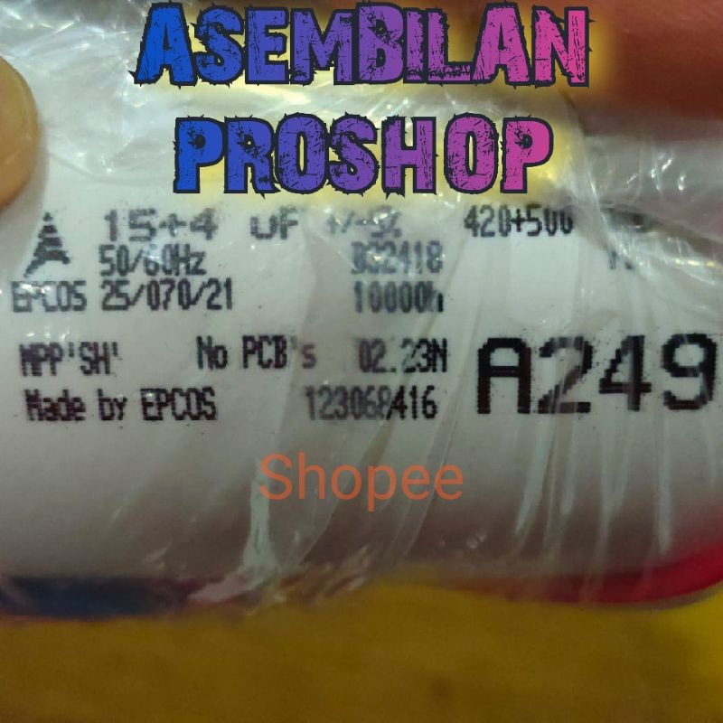 kapasitor mesin cuci sharp 2 tabung 12&14 kilo original 100% A249 EPCOS