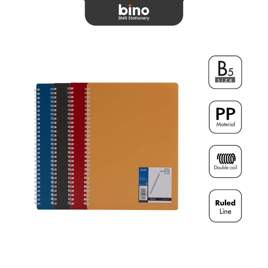 

[BMS Tangerang] Bantex Spiral Notebook B5 Kertas 70g Bergaris Warna Klasik SPB560