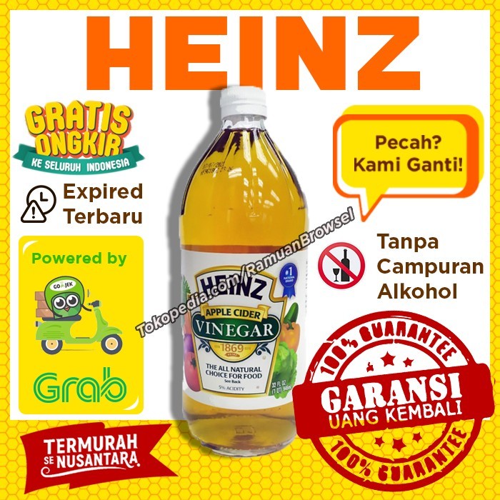 

Cuka Apel Heinz Apple Vinegar Asli 32 FL OZ 946ml Tanpa Alkohol