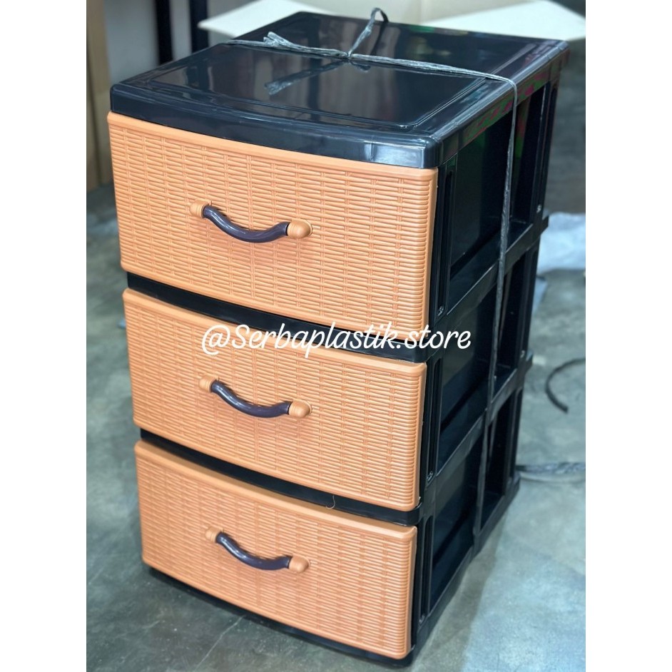 Lemari / Laci Plastik Motif Rotan / Laci Plastik Motif Tikar