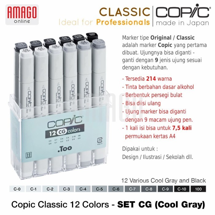 

PROMO! COPIC CLASSIC - SET 12 PCS COOL GRAY - CMK/12CG