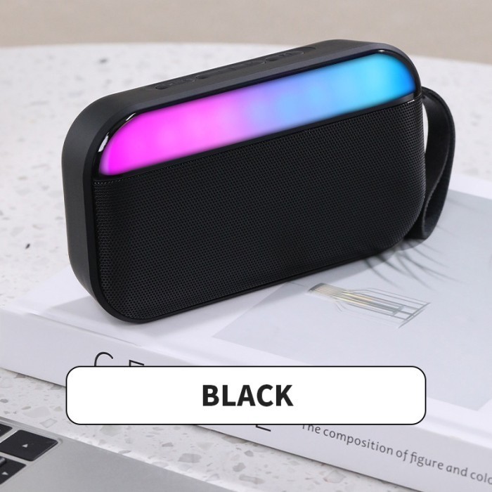 Speaker Bluetooth KISONLI S19 Wireless Slim Fit RGB Light Colorful Deep Bass Por - Hitam
