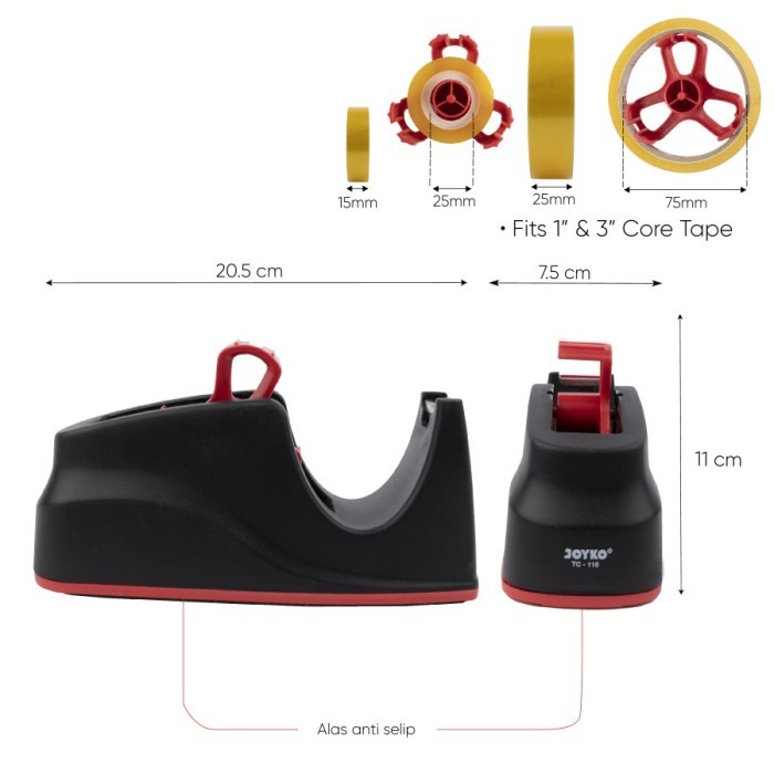 

Terbaru!! Tape Cutter / Tape Dispenser Dual Core Joyko Tc-116 Packing Aman