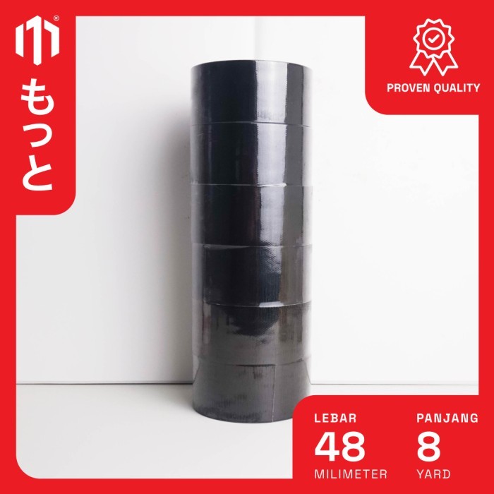 

Terbaru!! Lakban Kain / Cloth Tape Hitam 48Mm X 8 Meter - Slop (6 Pcs) - Motto Tape Packing Aman