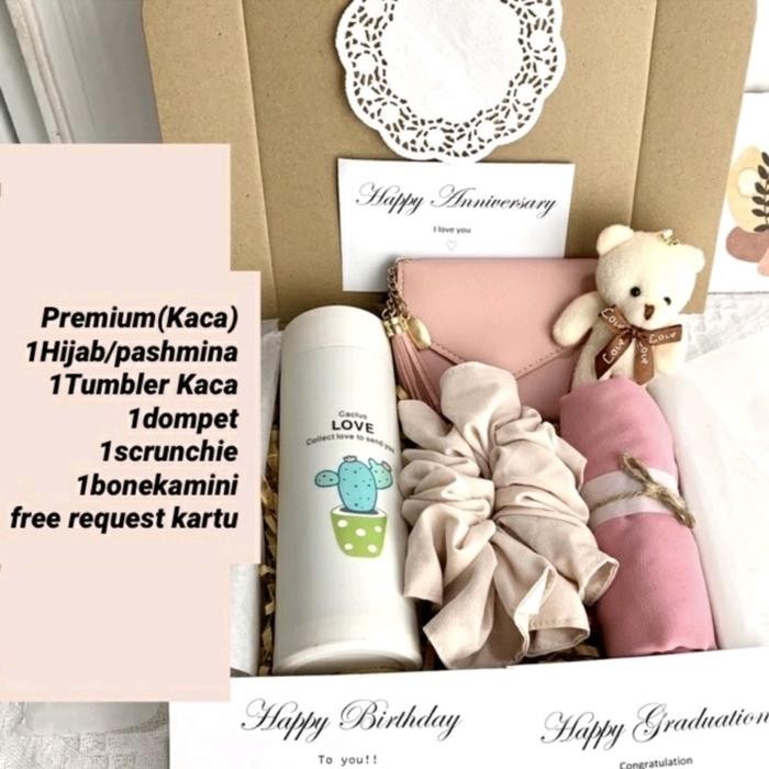 

[H.Bot] Hijab Hampers Botol Kado Ulang Tahun Gift Box Tumbler Cewek Wanita Perempuan Segi Empat