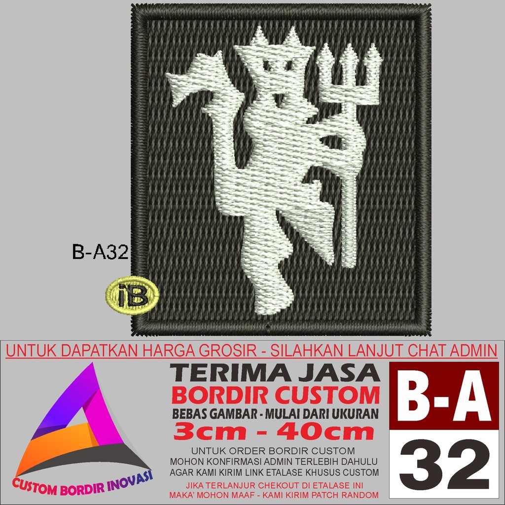 PATCH BORDIR LOGO B-A32 BOLA KLUB MANCHESTER UNITED RED DEVIL - CUSTOM BORDIR INOVASI TESTIMONI