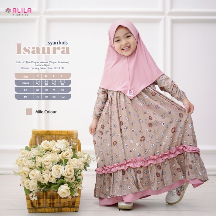 Promo Baju Muslim Anak Perempuan Isaura Syari Kids Balita Viscose Ori Alila