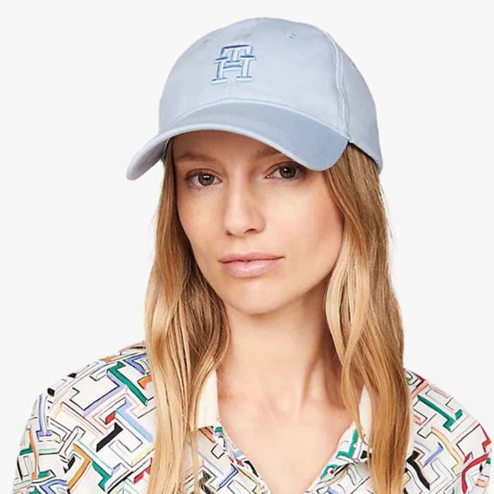 Tommy Hilfiger TH Monogram Plaque Baseball Cap Navy and Beige Original