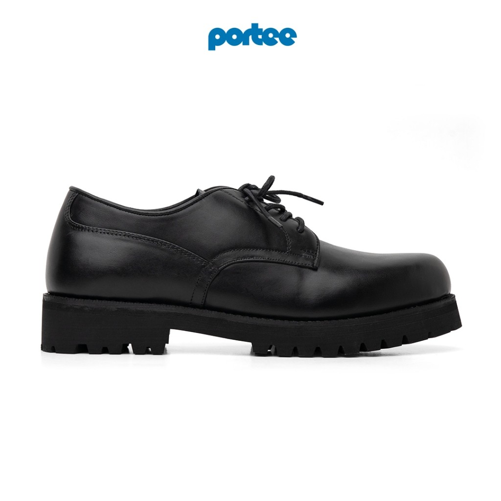 Portee Goods Sepatu Kulit Casual Pria Chunky Derby Hitam