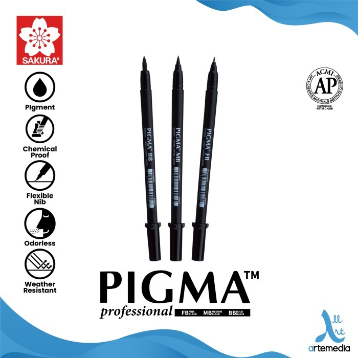 

TERLARIS! Brush Pen Sakura Pigma Professional Brush Pigment Ink Pena Kuas