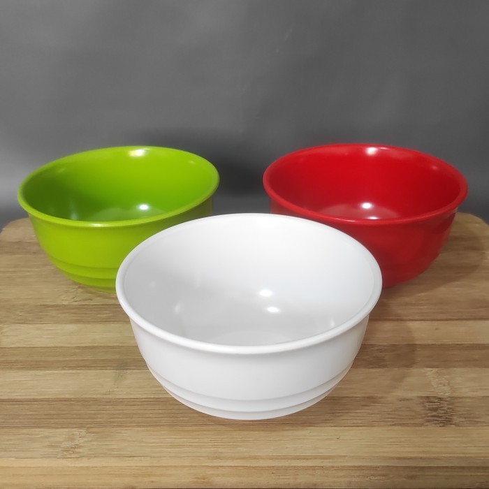 ~~~] Mangkok Kuah Sup Melamin Putih Warna Ulir 4.3" Donyku MK 1320