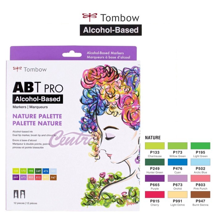 

TERLARIS! Tombow ABT Pro NATURE Palette Art Markers Set 12 Dual Tip Brush Pen