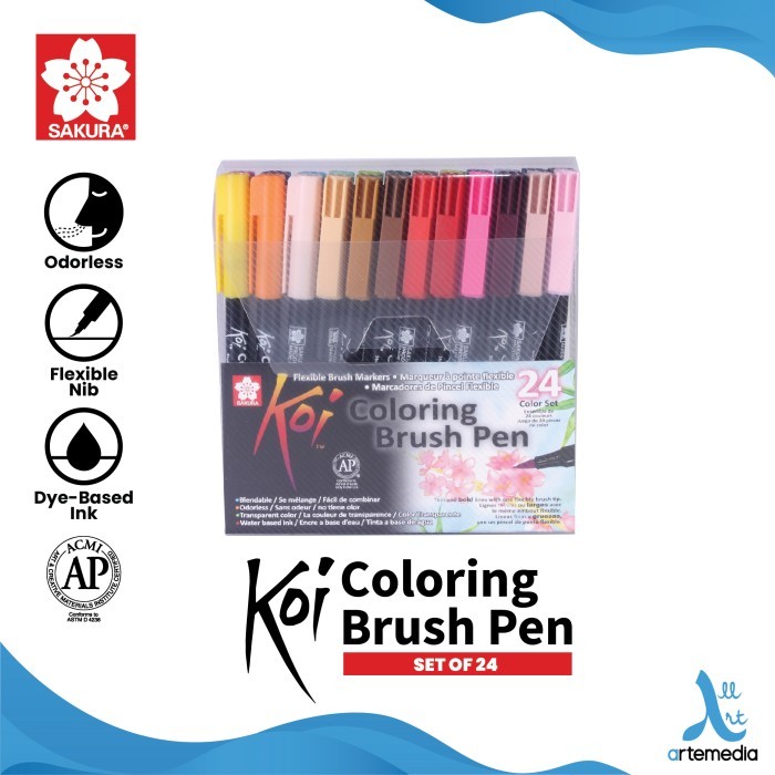 

HOT SALE! Brush Pen Sakura Koi Coloring Brush Pen Set 24 Pena Kuas Warna
