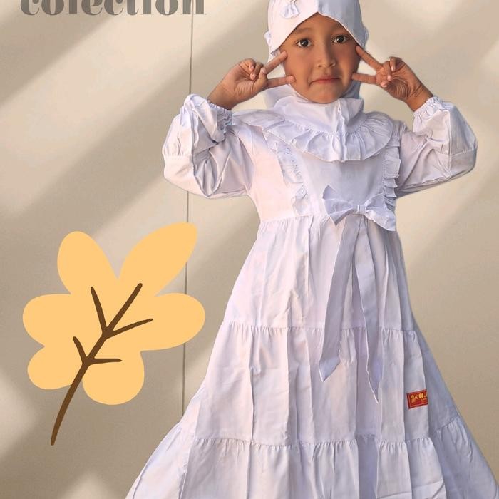 GAMIS ANAK PUTIH CANDA PITA N.A.F/GAMIS ANAK MANASIK DEWASA MUSLIM SEKOLAH DRESS BAJU REMAJA SYARI