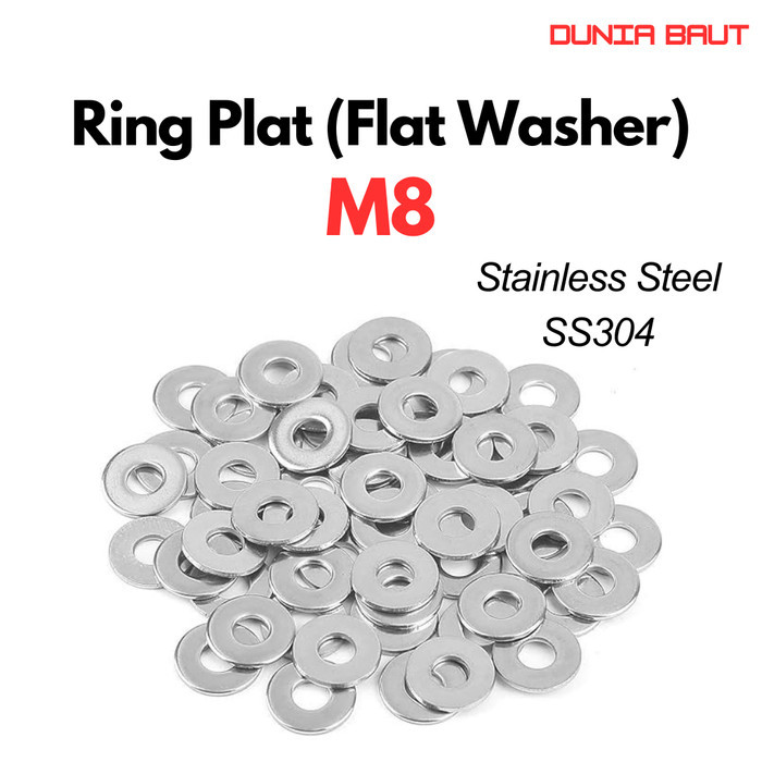 Ring Plat M8 / Flat Washer M8 / WP M8 / Ring Plat Stainless M8 SS304