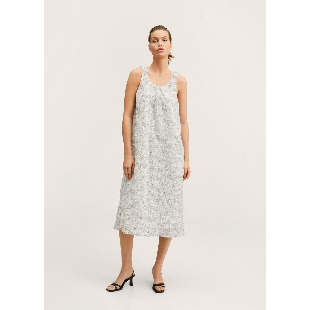 MANGO - MIDI DRESS CLAVEL-H-Putih