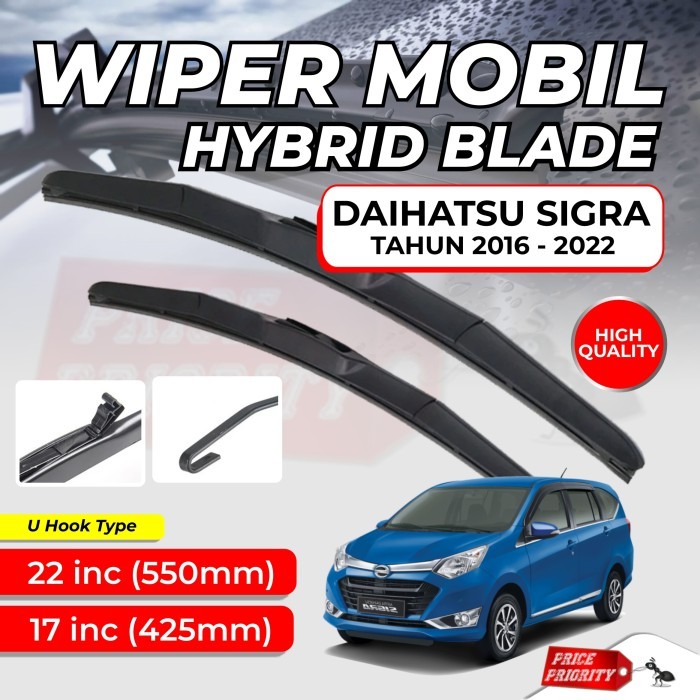 Wiper Mobil Calya Sigra Karet Wiper Frameless Hybrid Blade Set RWB