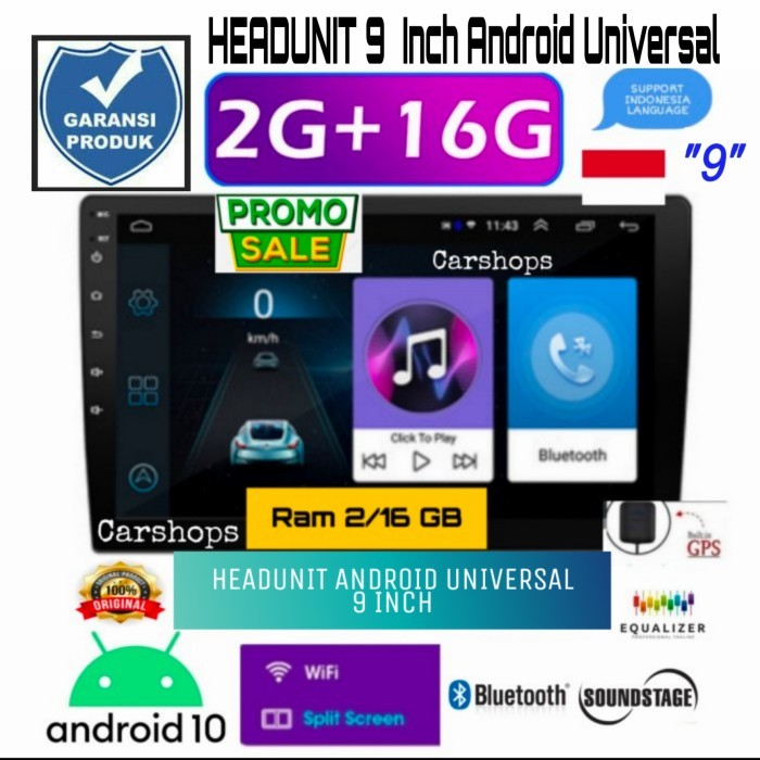 Headunit Android 9 Inch Universal Double Din Navigation Android