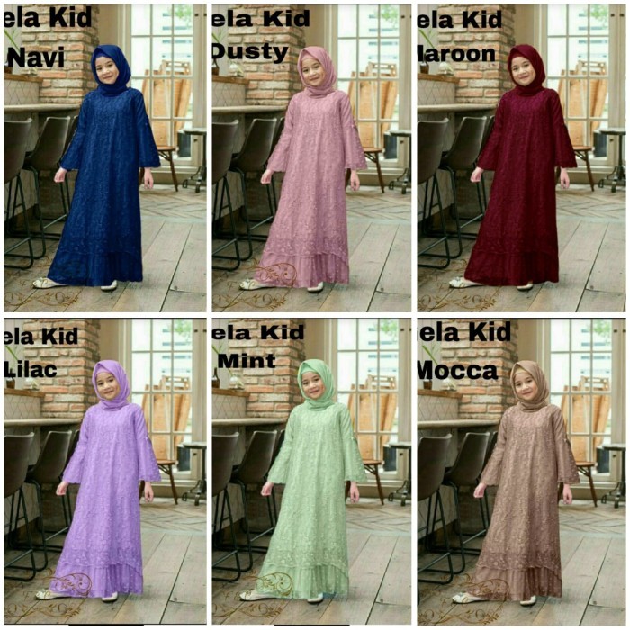 Gamis Pesta Anak Perempuan Maxi Tile Mutiara Gela Kid