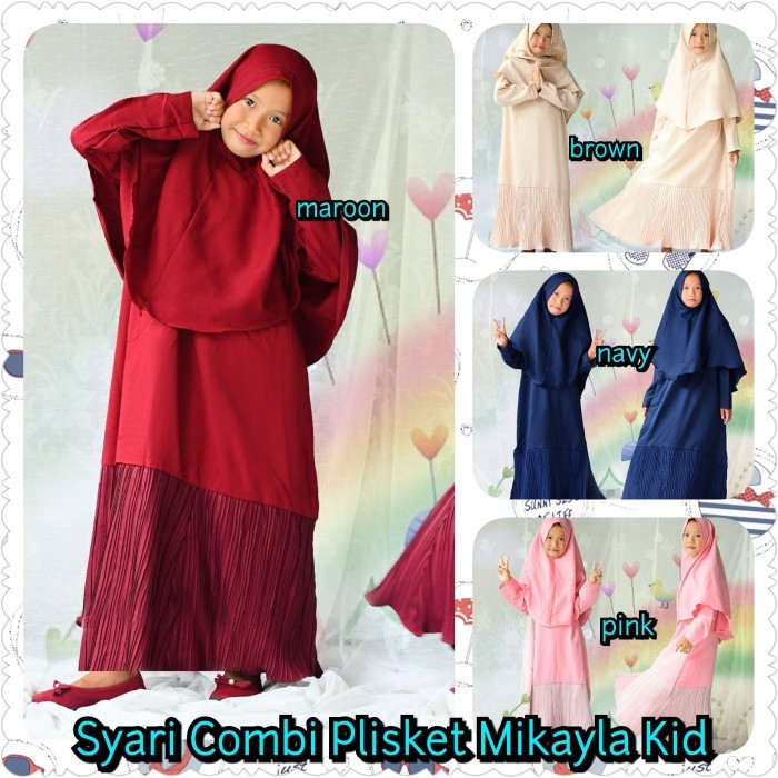 Gamis Anak Syari Combi Plisket Kayla Kid