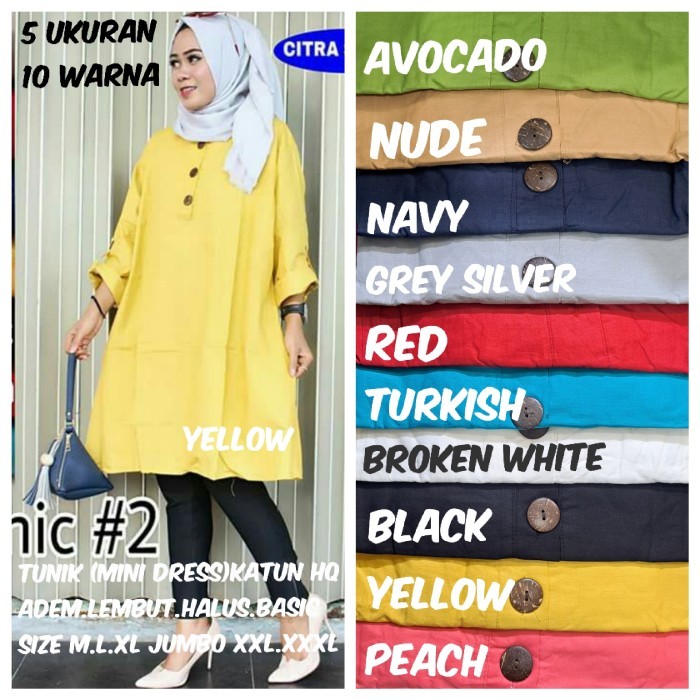 REDI STOK KAKAK SIAP KIRIM Tunik Polo (mini dress) katun HQ bordir original saku fungsi lengan Kode