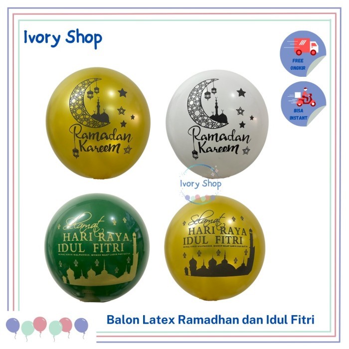 

Terlaris Balon Latex 12 inch Idul Fitri Lebaran 1 Pack isi 100 SALE